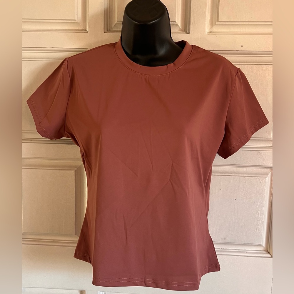 Elegant Short Sleeve Top in Rosewood